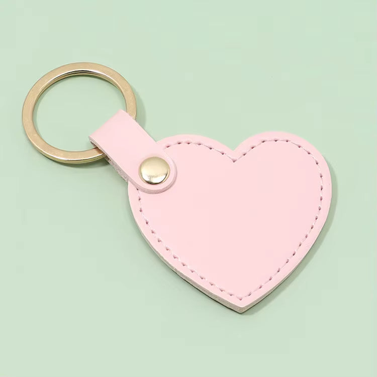Pink Leather Heart Keychain