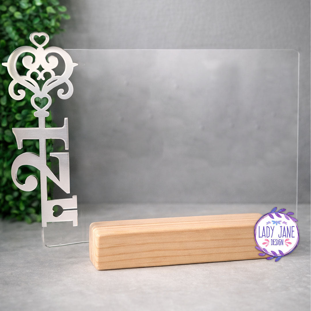 21st Key Birthday Acrylic Stand with Wooden Base - A5