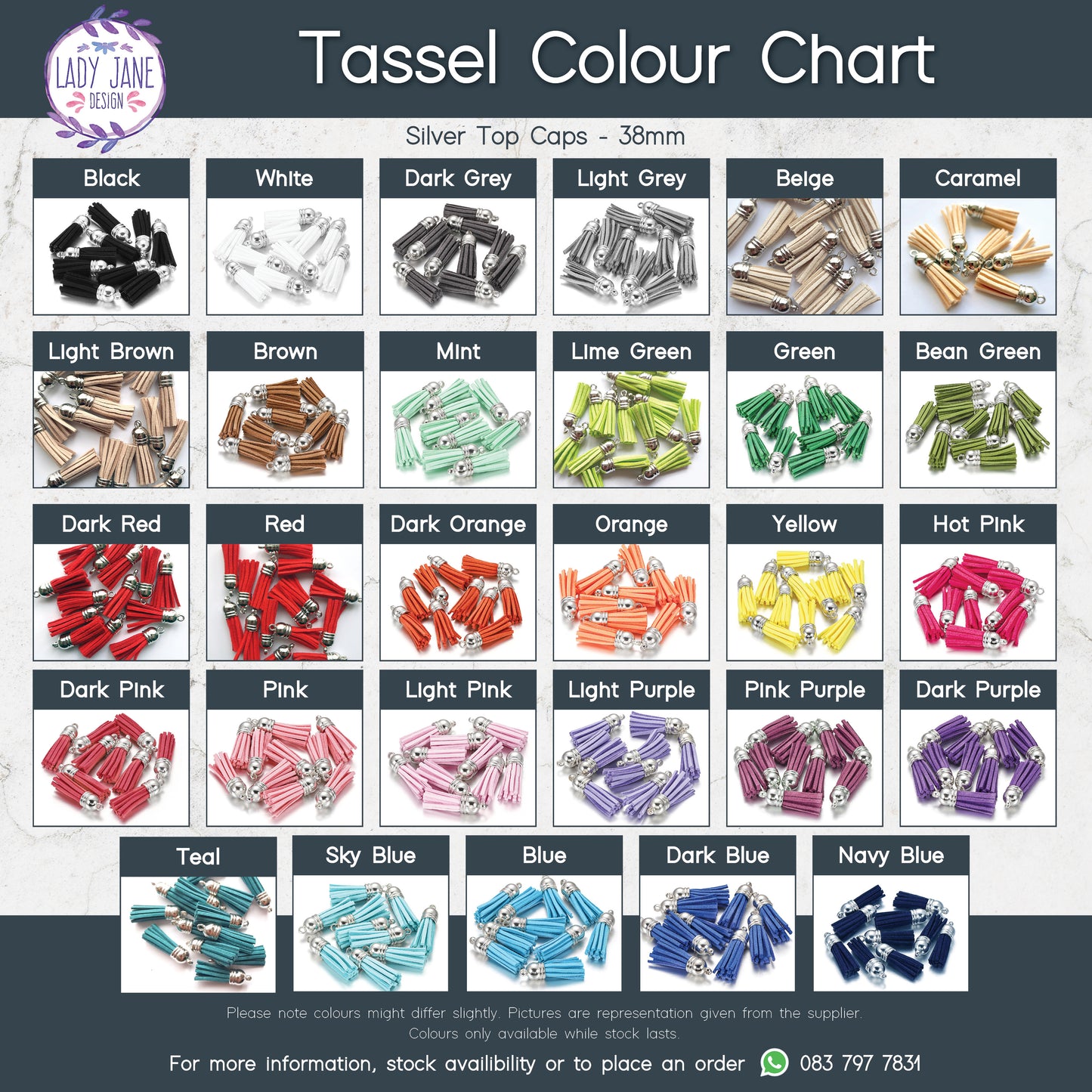 Tassels - 100 Pack (Assorted Colours Only)