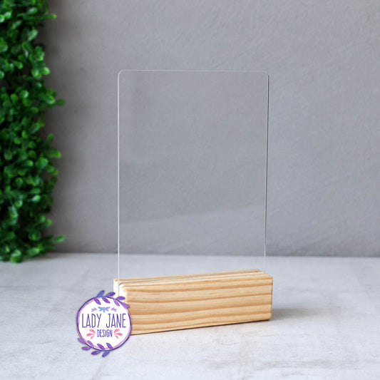 Acrylic Stand with Wooden Base - A6