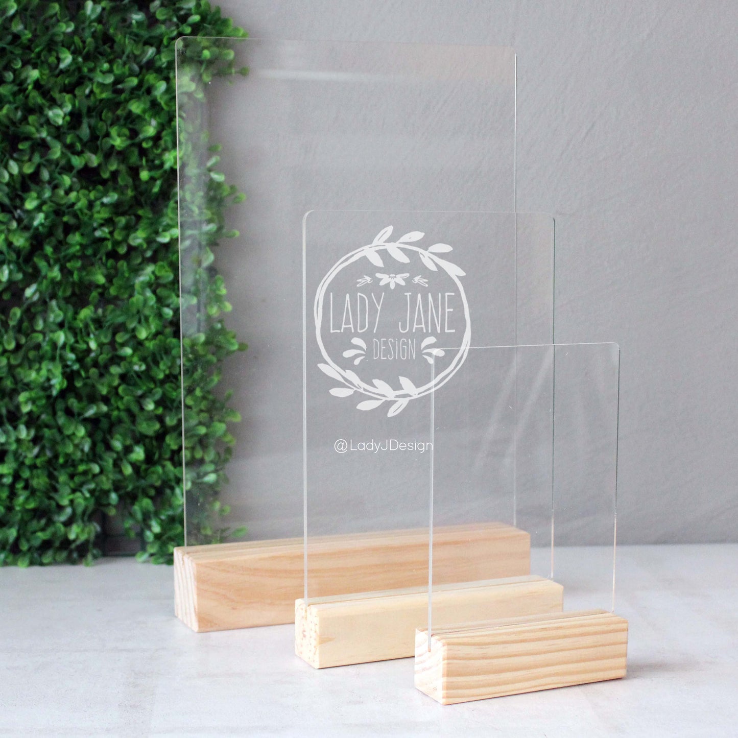 Acrylic Stand with Wooden Base - A4