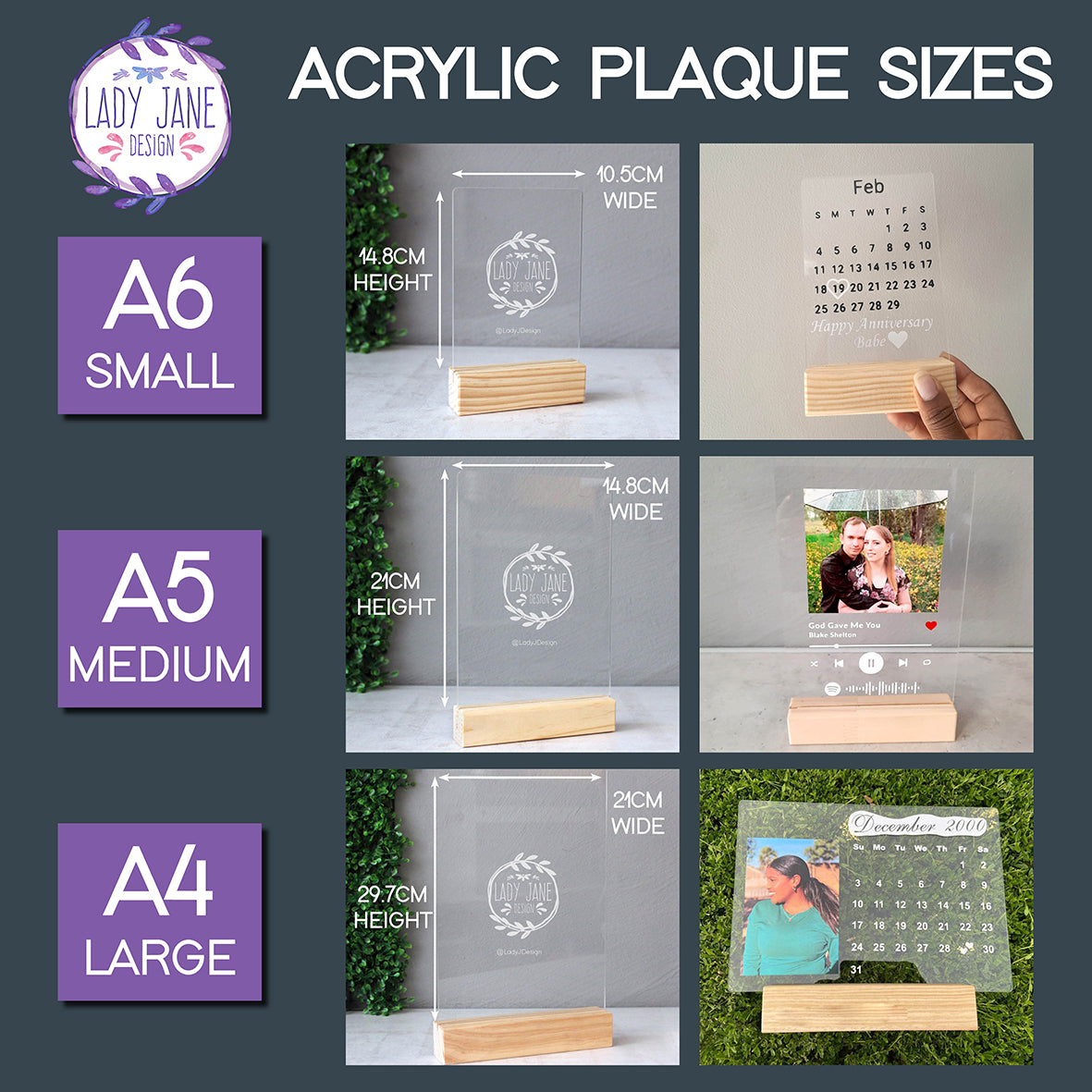 Acrylic Stand with Wooden Base - A4