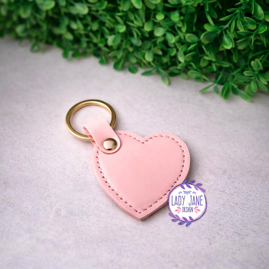 Pink Leather Heart Keychain